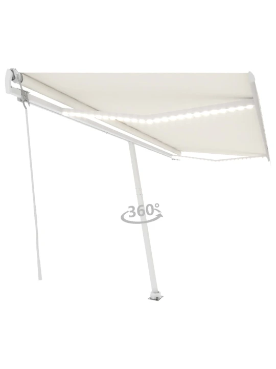 Automatinė markizė su LED/vėjo jutikliu, kreminė, 500x350cm