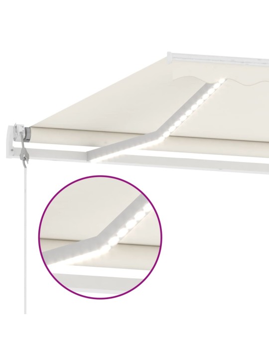 Automatinė markizė su LED/vėjo jutikliu, kreminė, 500x350cm