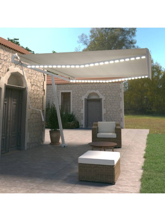 Automatinė markizė su LED/vėjo jutikliu, kreminė, 500x350cm