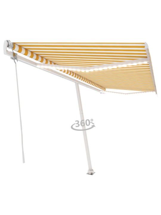 Markizė su LED/vėjo jutikliu, geltona/balta, 500x350cm