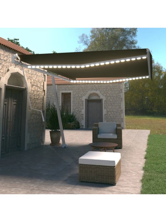Automatinė markizė su LED/vėjo jutikliu, antracito, 500x350cm