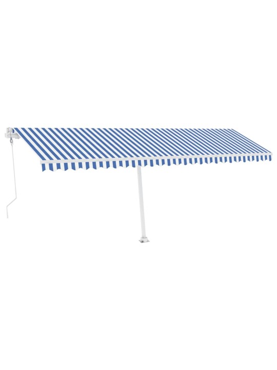 Markizė su LED/vėjo jutikliu, mėlyna/balta, 600x350cm