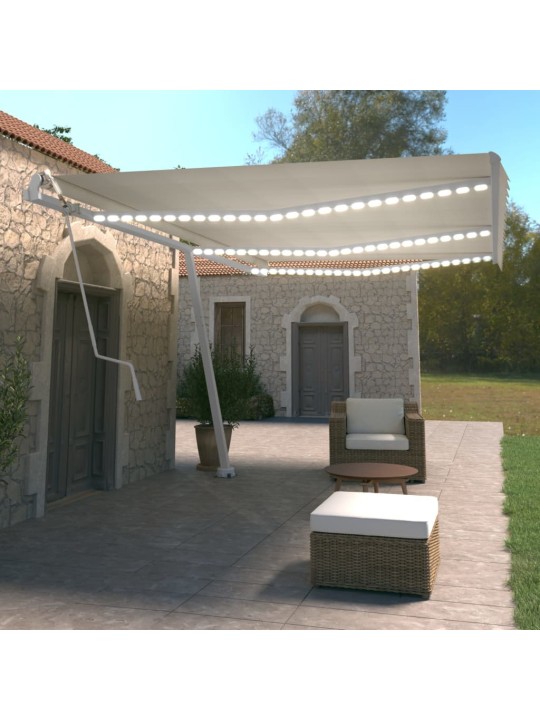 Automatinė markizė su LED/vėjo jutikliu, kreminė, 600x350cm