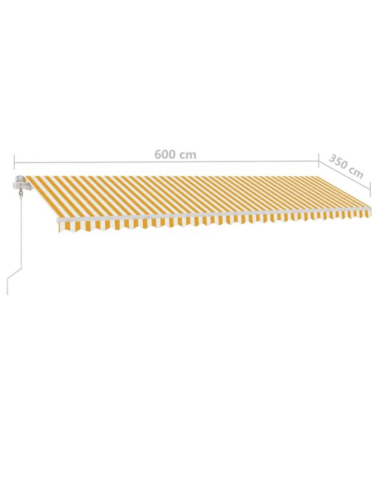 Markizė su LED/vėjo jutikliu, geltona/balta, 600x350cm