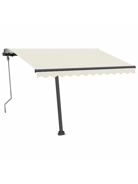 Rankiniu būdu ištraukiama markizė su LED, kreminė, 300x250cm