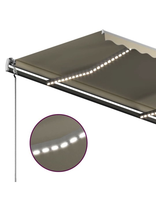 Rankiniu būdu ištraukiama markizė su LED, kreminė, 300x250cm