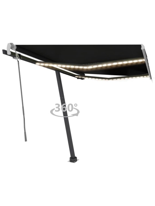 Rankiniu būdu ištraukiama markizė su LED, antracito, 300x250cm