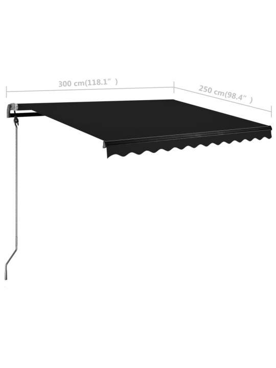 Rankiniu būdu ištraukiama markizė su LED, antracito, 300x250cm