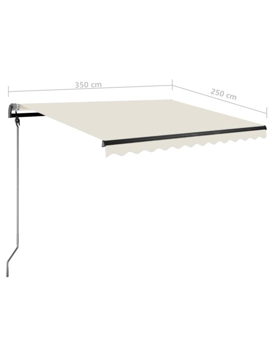 Rankiniu būdu ištraukiama markizė su LED, kreminė, 350x250cm