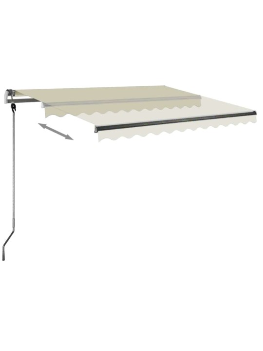 Rankiniu būdu ištraukiama markizė su LED, kreminė, 350x250cm