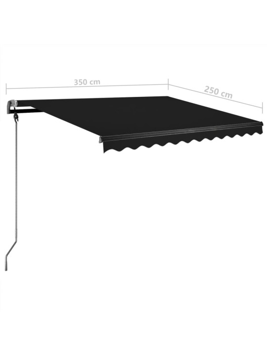 Rankiniu būdu ištraukiama markizė su LED, antracito, 350x250cm