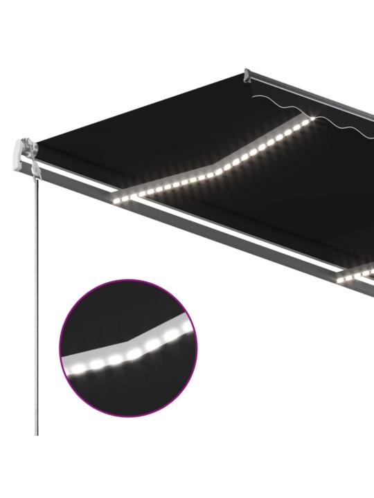 Rankiniu būdu ištraukiama markizė su LED, antracito, 350x250cm
