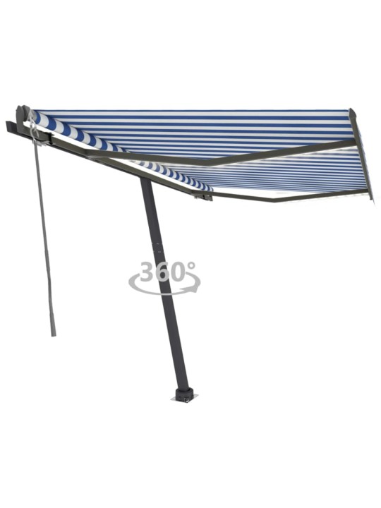 Markizė su LED/vėjo jutikliu, mėlyna/balta, 350x250cm