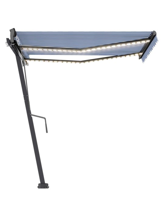 Markizė su LED/vėjo jutikliu, mėlyna/balta, 350x250cm