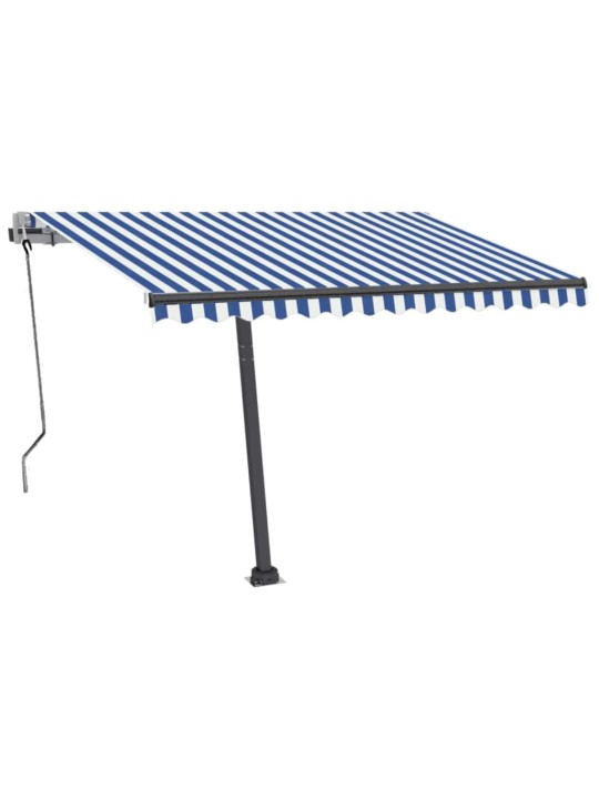 Markizė su LED/vėjo jutikliu, mėlyna/balta, 350x250cm