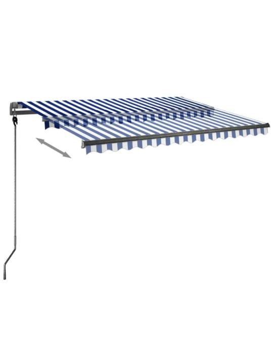 Markizė su LED/vėjo jutikliu, mėlyna/balta, 350x250cm