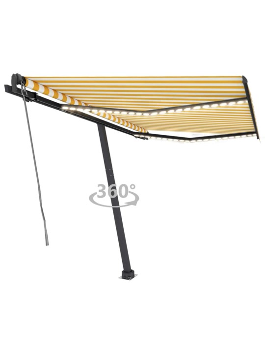 Markizė su LED/vėjo jutikliu, geltona/balta, 350x250cm