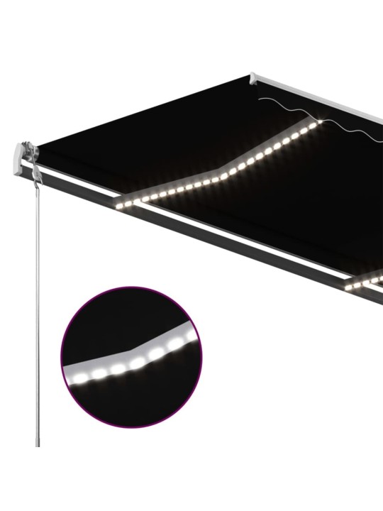Rankiniu būdu ištraukiama markizė su LED, antracito, 400x300cm