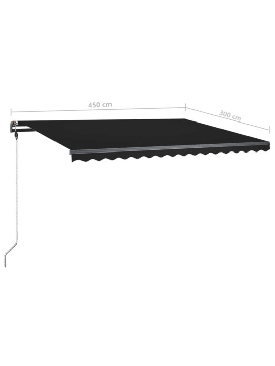Rankiniu būdu ištraukiama markizė su LED, antracito, 450x300cm
