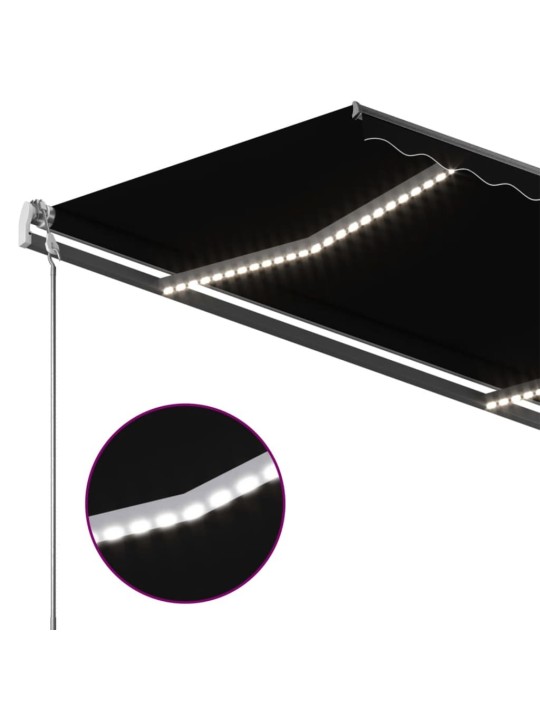 Rankiniu būdu ištraukiama markizė su LED, antracito, 450x300cm