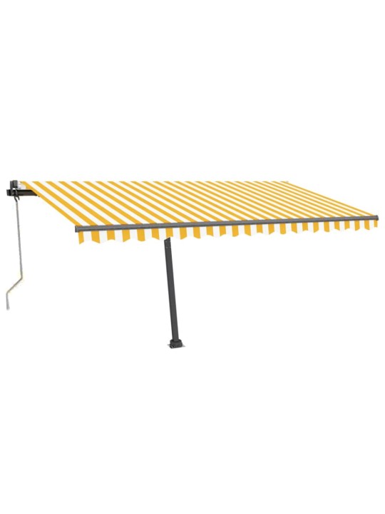 Markizė su LED/vėjo jutikliu, geltona/balta, 450x300cm