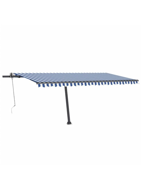 Markizė su LED/vėjo jutikliu, mėlyna/balta, 500x300cm
