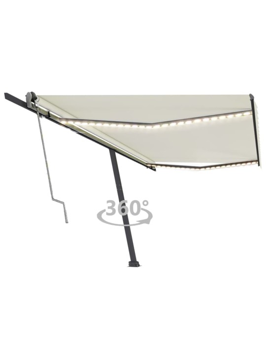 Automatinė markizė su LED/vėjo jutikliu, kreminė, 500x300cm