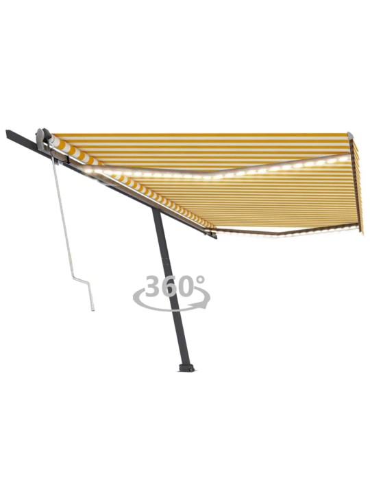 Markizė su LED/vėjo jutikliu, geltona/balta, 500x300cm