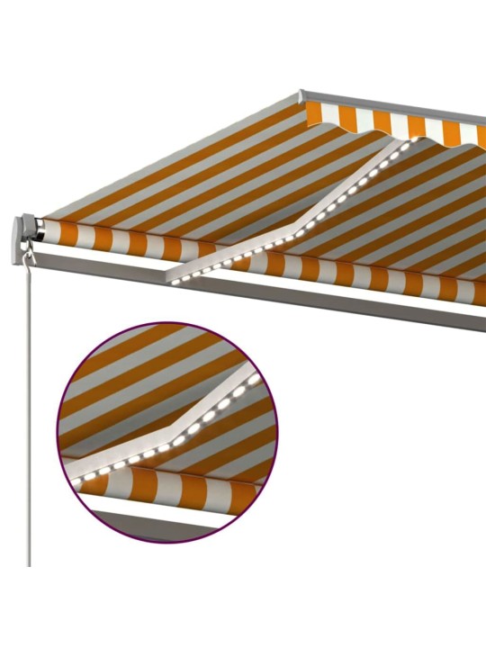 Markizė su LED/vėjo jutikliu, geltona/balta, 500x300cm