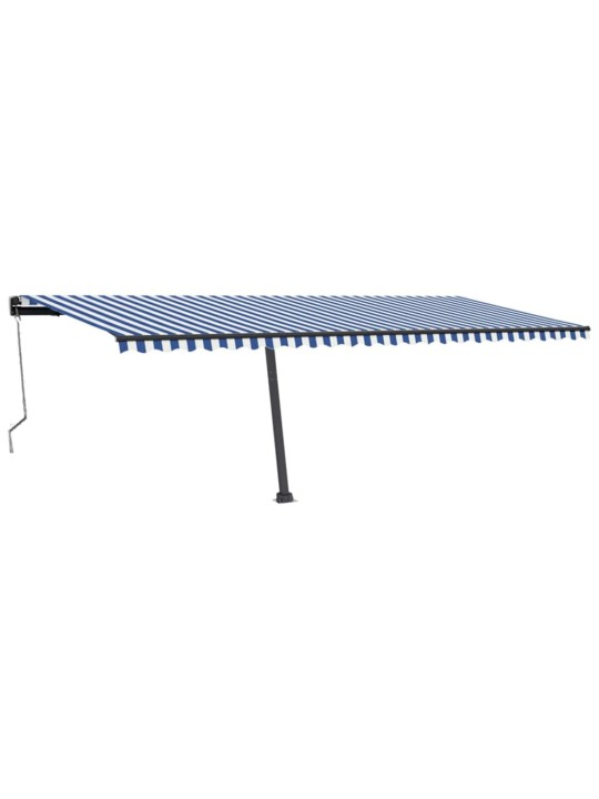 Markizė su LED/vėjo jutikliu, mėlyna/balta, 600x300cm