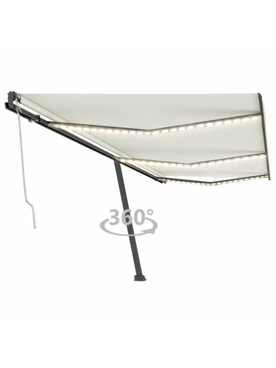 Automatinė markizė su LED/vėjo jutikliu, kreminė, 600x300cm