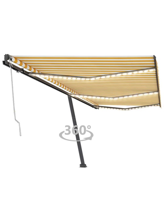 Markizė su LED/vėjo jutikliu, geltona/balta, 600x300cm