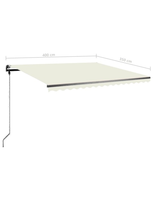 Rankiniu būdu ištraukiama markizė su LED, kreminė, 400x350cm