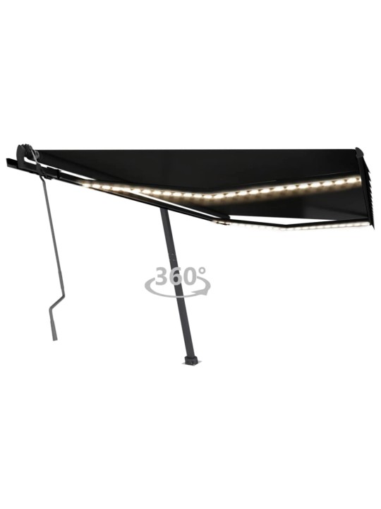 Rankiniu būdu ištraukiama markizė su LED, antracito, 400x350cm