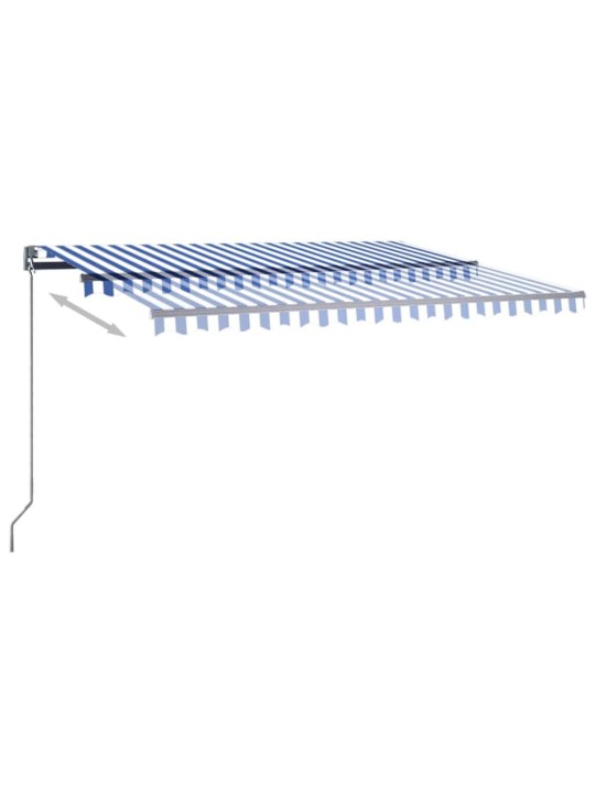Markizė su LED/vėjo jutikliu, mėlyna/balta, 450x350cm