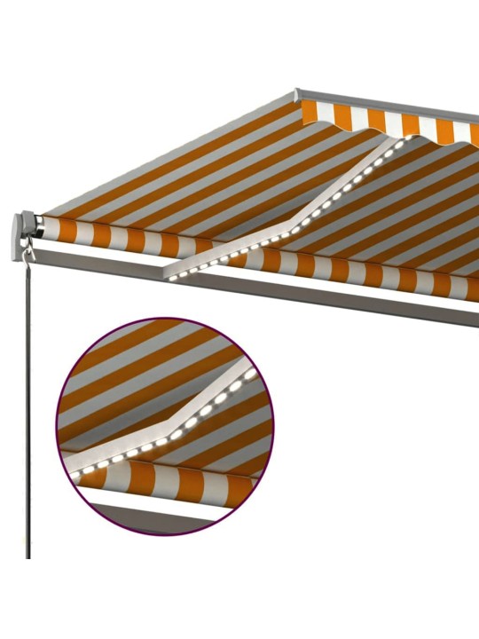 Markizė su LED/vėjo jutikliu, geltona/balta, 450x350cm