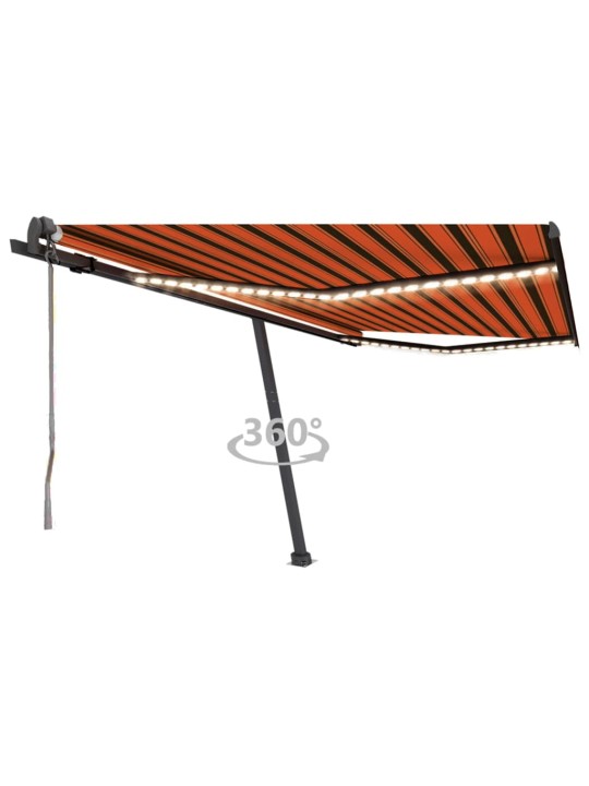 Markizė su LED/vėjo jutikliu, oranžinė/ruda, 450x350cm