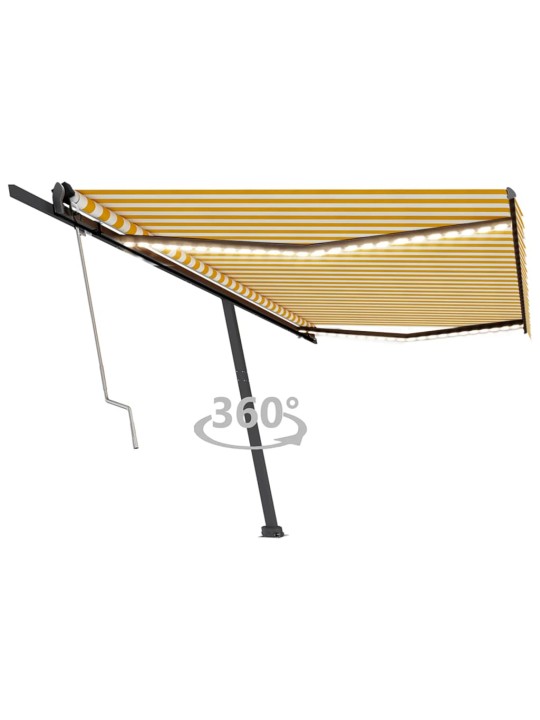 Markizė su LED/vėjo jutikliu, geltona/balta, 500x350cm