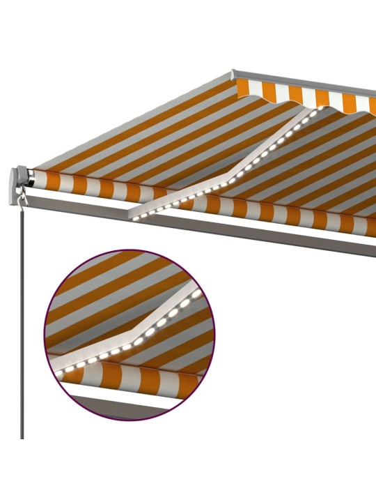Markizė su LED/vėjo jutikliu, geltona/balta, 500x350cm