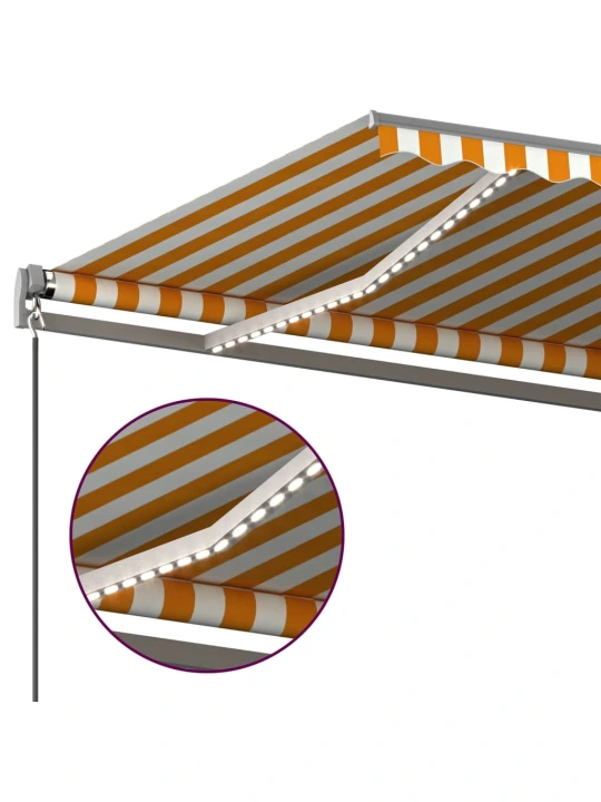 Markizė su LED/vėjo jutikliu, geltona/balta, 500x350cm