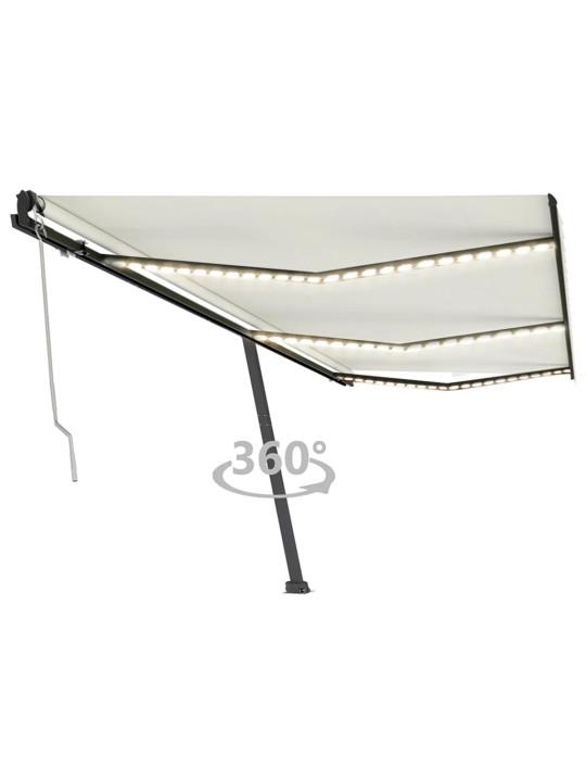 Automatinė markizė su LED/vėjo jutikliu, kreminė, 600x350cm