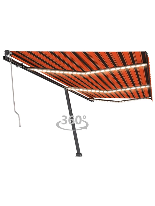 Markizė su LED/vėjo jutikliu, oranžinė/ruda, 600x350cm