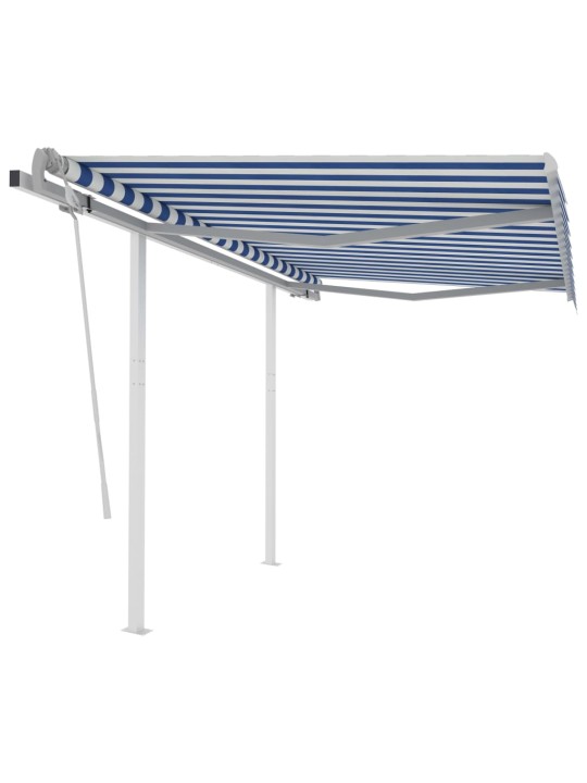 Rankiniu būdu ištraukiama markizė, mėlyna ir balta, 3x2,5m
