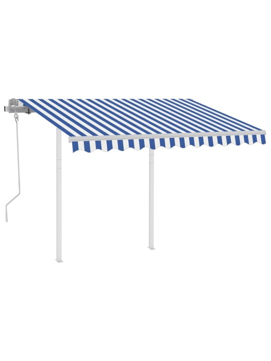 Rankiniu būdu ištraukiama markizė, mėlyna ir balta, 3x2,5m