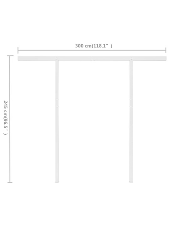 Rankiniu būdu ištraukiama markizė, mėlyna ir balta, 3x2,5m
