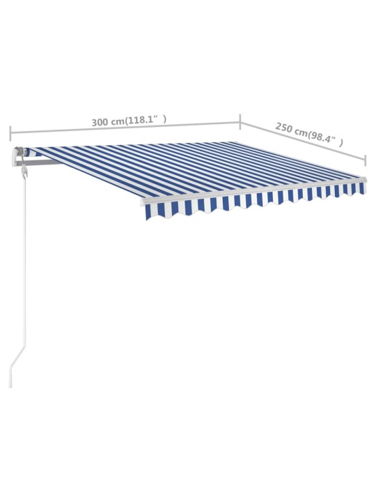 Rankiniu būdu ištraukiama markizė, mėlyna ir balta, 3x2,5m