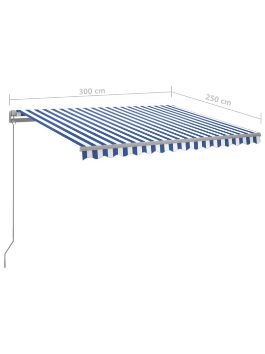 Automatiniu būdu ištraukiama markizė, mėlyna ir balta, 3x2,5m