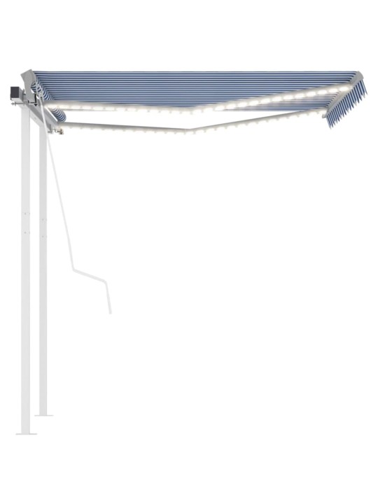 Automatinė markizė su LED/vėjo jutikliu, mėlyna/balta, 3x2,5m