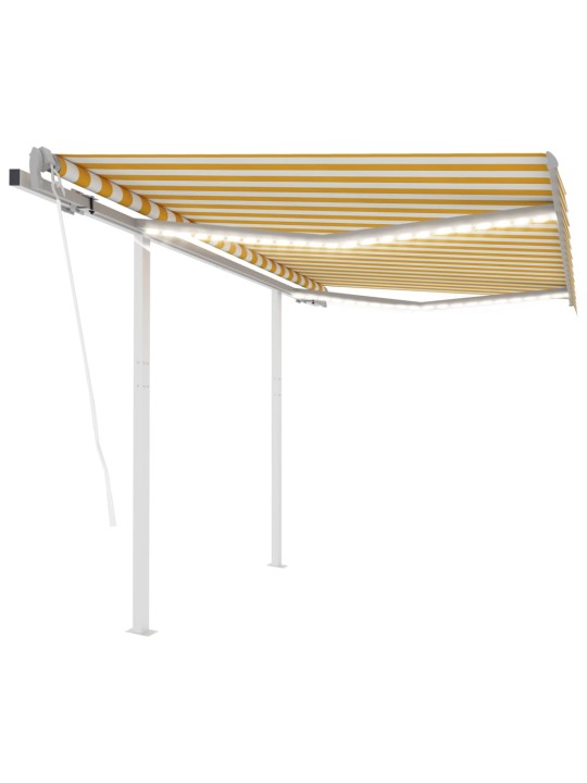 Automatinė markizė su LED/vėjo jutikliu, geltona/balta, 3x2,5m