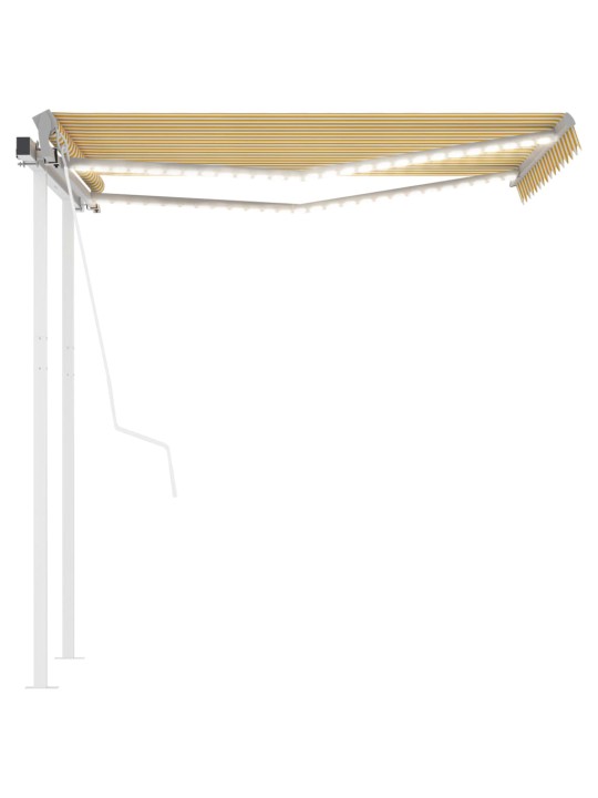 Automatinė markizė su LED/vėjo jutikliu, geltona/balta, 3x2,5m